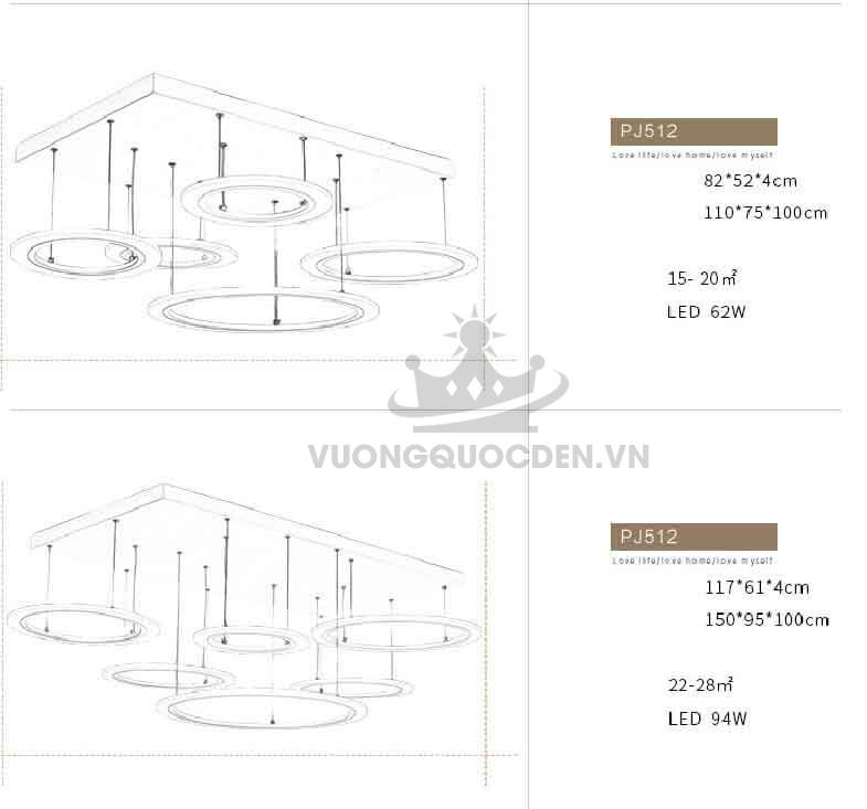 Đèn thả LED phòng khách nghệ thuật PJ512-11